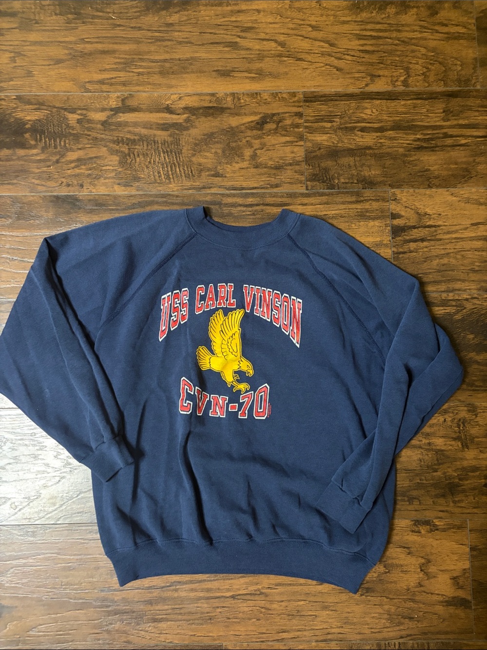 Vintage USS Carl Vinson CVN-70 Navy Blue Graphic Crewneck Sweater